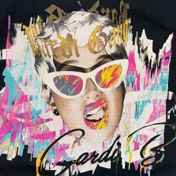 Cardi B Graphic T-Shirt Men Large Black Short Sleeve Music - Picture 2 of 5